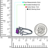 Art Deco Wedding Engagement Bridal Ring Pear Round Simulated Cubic Zirconia 925 Sterling Silver