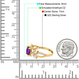 Art Deco Wedding Engagement Bridal Ring Pear Round Simulated Cubic Zirconia 925 Sterling Silver