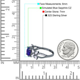 Art Deco Wedding Engagement Bridal Ring Pear Round Simulated Cubic Zirconia 925 Sterling Silver