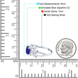 Art Deco Wedding Engagement Bridal Ring Pear Round Simulated Cubic Zirconia 925 Sterling Silver