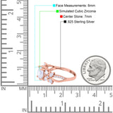 Art Deco Wedding Engagement Bridal Ring Pear Round Simulated Cubic Zirconia 925 Sterling Silver