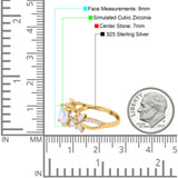 Art Deco Wedding Engagement Bridal Ring Pear Round Simulated Cubic Zirconia 925 Sterling Silver