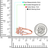 Art Deco Wedding Engagement Bridal Ring Pear Round Simulated Cubic Zirconia 925 Sterling Silver