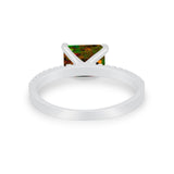 Vintage Wedding Ring Sideways Emerald Cut Round CZ 925 Sterling Silver