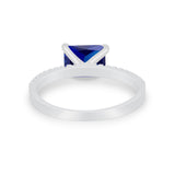 Vintage Wedding Ring Sideways Emerald Cut Round CZ 925 Sterling Silver