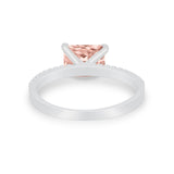 Vintage Wedding Ring Sideways Emerald Cut Round CZ 925 Sterling Silver
