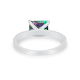 Vintage Wedding Ring Sideways Emerald Cut Round CZ 925 Sterling Silver