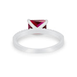 Vintage Wedding Ring Sideways Emerald Cut Round CZ 925 Sterling Silver