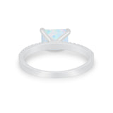 Vintage Wedding Ring Sideways Emerald Cut Round CZ 925 Sterling Silver