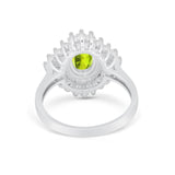 Vintage Oval Wedding Bridal Ring Round Simulated Cubic Zirconia 925 Sterling Silver