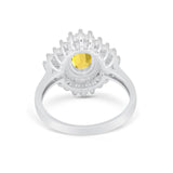 Vintage Oval Wedding Bridal Ring Round Simulated Cubic Zirconia 925 Sterling Silver