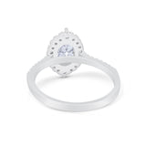 Oval Wedding Ring Vintage Round Simulated Cubic Zirconia 925 Sterling Silver