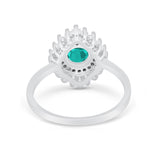 Art Deco Wedding Engagement Bridal Ring Baguette Round CZ 925 Sterling Silver