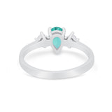 Three Stone Wedding Ring Pear Round Simulated Cubic Zirconia 925 Sterling Silver