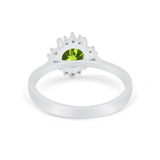 Halo Floral Art Deco Wedding Engagement Ring Round CZ 925 Sterling Silver
