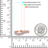 Half Eternity Ring Wedding Engagement Band Pave Simulated Cubic Zirconia 925 Sterling Silver (7mm)