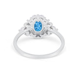Oval Wedding Ring Vintage Round Simulated Cubic Zirconia 925 Sterling Silver