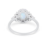 Oval Wedding Ring Vintage Round Simulated Cubic Zirconia 925 Sterling Silver
