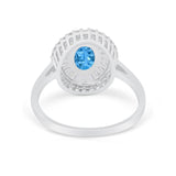 Art Deco Wedding Ring Oval Round Simulated Cubic Zirconia 925 Sterling Silver