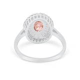 Art Deco Wedding Ring Oval Round Simulated Cubic Zirconia 925 Sterling Silver