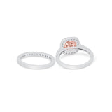 Two Piece Wedding Ring Band Round Simulated Cubic Zirconia 925 Sterling Silver