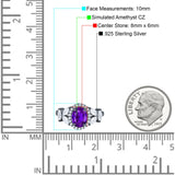 Oval Art Deco Engagement Ring Simulated Cubic Zirconia 925 Sterling Silver