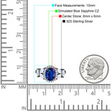 Oval Art Deco Engagement Ring Simulated Cubic Zirconia 925 Sterling Silver