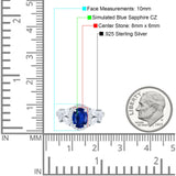 Oval Art Deco Engagement Ring Simulated Cubic Zirconia 925 Sterling Silver