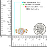 Oval Art Deco Engagement Ring Simulated Cubic Zirconia 925 Sterling Silver