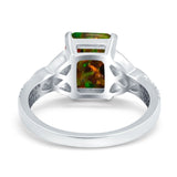 Emerald Cut Celtic Engagement Ring Simulated Cubic Zirconia 925 Sterling Silver