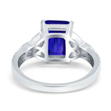 Emerald Cut Celtic Engagement Ring Simulated Cubic Zirconia 925 Sterling Silver