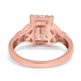 Emerald Cut Celtic Engagement Ring Simulated Cubic Zirconia 925 Sterling Silver