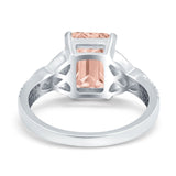 Emerald Cut Celtic Engagement Ring Simulated Cubic Zirconia 925 Sterling Silver