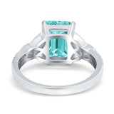 Emerald Cut Celtic Engagement Ring Simulated Cubic Zirconia 925 Sterling Silver
