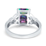 Emerald Cut Celtic Engagement Ring Simulated Cubic Zirconia 925 Sterling Silver