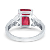 Emerald Cut Celtic Engagement Ring Simulated Cubic Zirconia 925 Sterling Silver