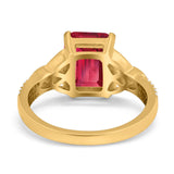Emerald Cut Celtic Engagement Ring Simulated Cubic Zirconia 925 Sterling Silver