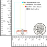 Halo Marquise Engagement Ring Simulated Cubic Zirconia 925 Sterling Silver