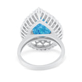 Teardrop Cocktail Ring Pear Round Cubic Zirconia 925 Sterling Silver