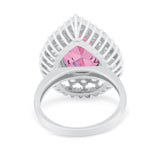Teardrop Cocktail Ring Pear Round Cubic Zirconia 925 Sterling Silver