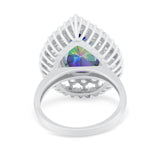 Teardrop Cocktail Ring Pear Round Cubic Zirconia 925 Sterling Silver