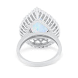 Teardrop Cocktail Ring Pear Round Cubic Zirconia 925 Sterling Silver