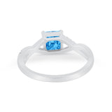 Princess Cut Wedding Ring Round Simulated Cubic Zirconia 925 Sterling Silver