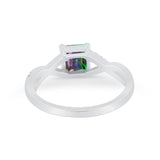 Princess Cut Wedding Ring Round Simulated Cubic Zirconia 925 Sterling Silver