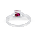 Princess Cut Wedding Ring Round Simulated Cubic Zirconia 925 Sterling Silver