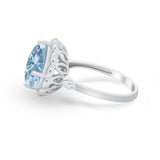 Large Stone Cocktail Ring Art Deco Simulated Cubic Zirconia 925 Sterling Silver