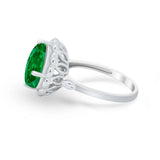 Large Stone Cocktail Ring Art Deco Simulated Cubic Zirconia 925 Sterling Silver