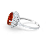 Large Stone Cocktail Ring Art Deco Simulated Cubic Zirconia 925 Sterling Silver