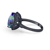 Large Stone Cocktail Ring Art Deco Simulated Cubic Zirconia 925 Sterling Silver