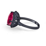 Large Stone Cocktail Ring Art Deco Simulated Cubic Zirconia 925 Sterling Silver